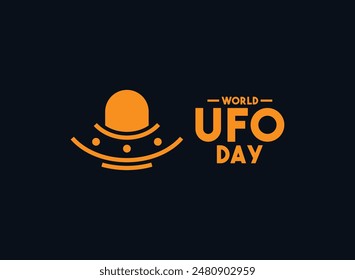 World Ufo Day. July 2. Black Background. Ufo icon. Flat design vector. Eps 10.