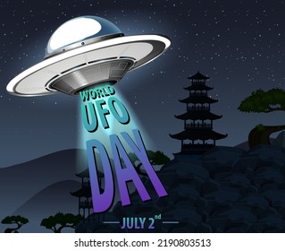 World UFO Day Poster Banner illustration