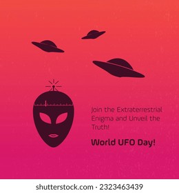 World UFO Day Social Media Design Template Vector Abstract