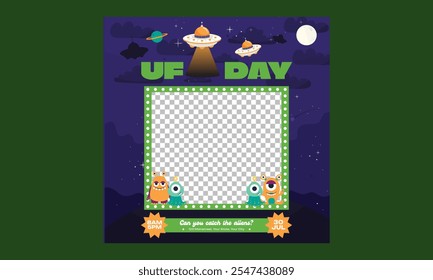World UFO Day Socials Media. Vector illustration.