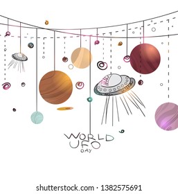 World UFO Day stock vector illustration