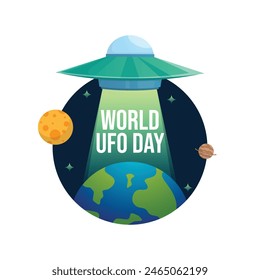 World UFO day vector design template good for celebation usage. UFO vector illustration. flat design. eps 10.