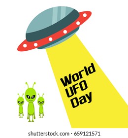World UFO Day vector design for banner, poster and social media. Alien with spaceship illustration.