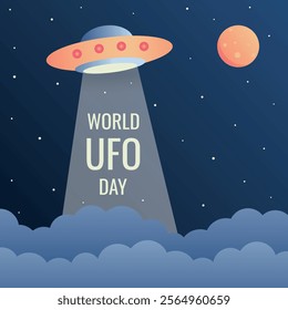 World UFO Day. Vector illustration for banner, publication, congratulations.	