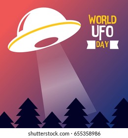World UFO Day Vector Illustration. Suitable for poster, banner, campaign, and greeting card
