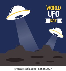 World UFO Day Vector Illustration. Suitable for poster, banner, campaign, and greeting card
