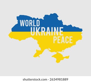 World Ukraine Peace, Say no to the war, Russian and Ukrainian conflict, heart, square and round shape, Ukrainian flag symbol, Blue and yellow illustration