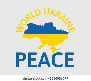 World Ukraine Peace, Say no to the war, Russian and Ukrainian conflict, heart, square and round shape, Ukrainian flag symbol, Blue and yellow illustration
