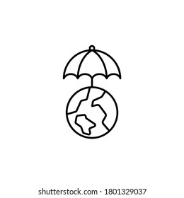 world under umbrella line icon. Signs and symbols can be used for web, logo, mobile app, UI, UX