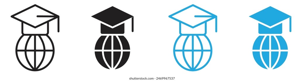 World university icon line art vector