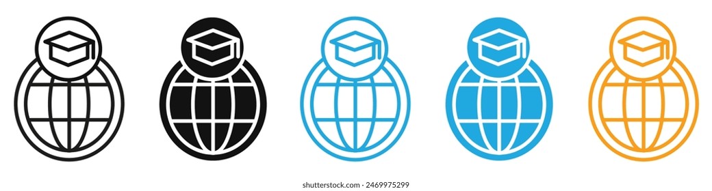 World university icon mark in filled style