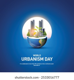 world urbanism day. world urbanism day creative banner, poster, postcard, background, social media post, template design etc. 