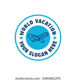 world vacation logo design concept idea with label circle stamp