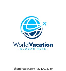 Logo de World Vacation. Agencia de viajes y diseño de aviación. Ilustración del vector