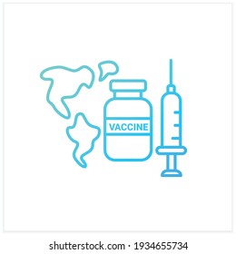 World vaccination gradient icon. Health care, worldwide vaccination. Necessarily fight against covid19.Isolated vector illustration.Suitable to banners, mobile apps and presentation