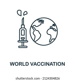World Vaccination icon. Line element from vaccination collection. Linear World Vaccination icon sign for web design, infographics and more.