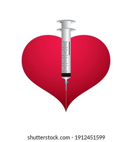 world vaccine covid 19 coronavirus syringe in heart vector illustration