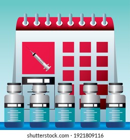 world vaccine, schedule time vaccinate protection against covid 19 vector illustration