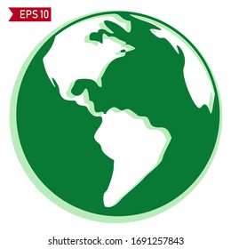 World vector icon. Planet Earth Icons. Green globe icon with a white background.