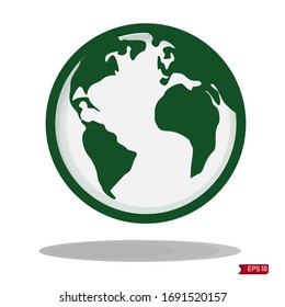 World vector icon. Planet Earth Icons. Green globe icon with a white background.