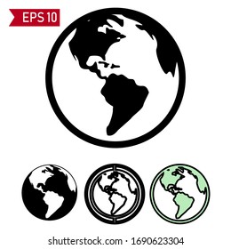 World vector icon set. Planet Earth Icons. Earth globe icon with a white background.