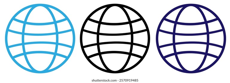 World vector icons. Globe icon illustration,  Earth Illustration. Globe Symbol and planet sign. World Wide Web Sign ,Isolated, Variations, eps10