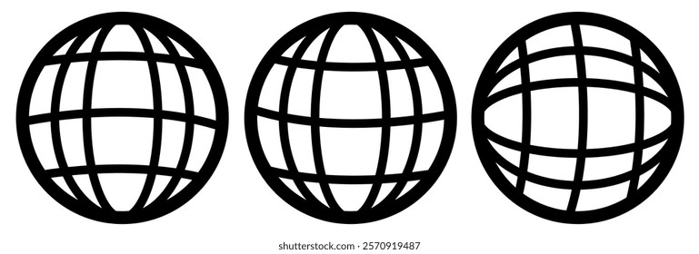 World vector icons. Globe icon illustration,  Earth Illustration. Globe Symbol and planet sign. World Wide Web Sign ,Isolated, Variations, eps10