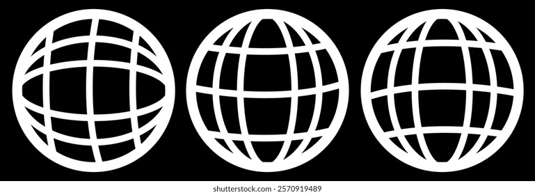 World vector icons. Globe icon illustration,  Earth Illustration. Globe Symbol and planet sign. World Wide Web Sign ,Isolated, Variations, eps10
