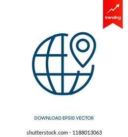 world vector with location icon pin symbol