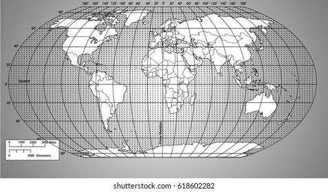 World vector map with countries and graticule