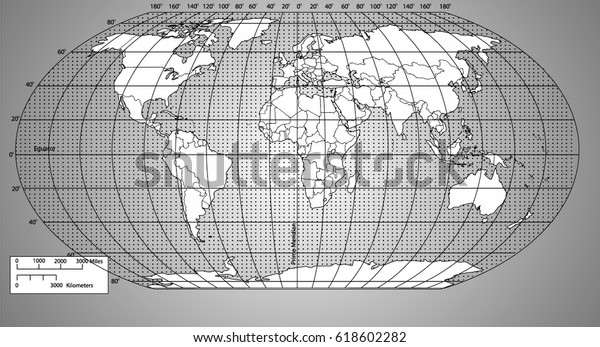 World vector map\
with countries and\
graticule