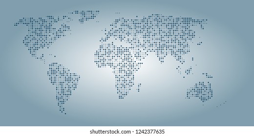 World vector map made of blue diamonds