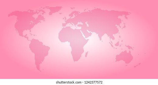 World vector map made of magenta backslashes