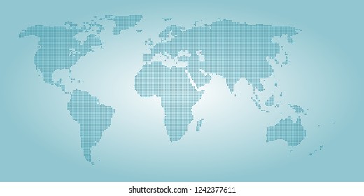 World vector map made of turquoise diamonds