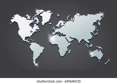 world vector map on the dark grey background