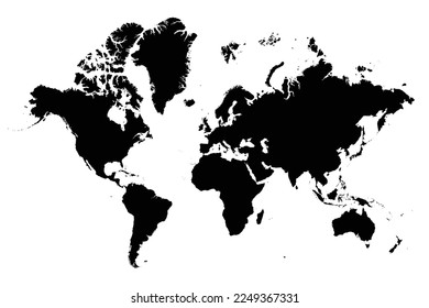 World Vector Map. Political World map design. Isolated world map. Silhouette map. Vector illustration