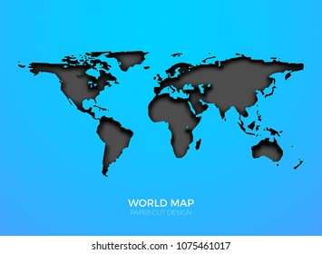 World vector map template isolated. World earth geography global design of atlas background.