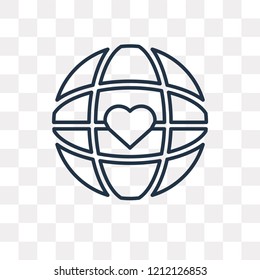 World vector outline icon isolated on transparent background, high quality linear World transparency concept can be used web and mobile