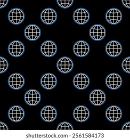 World vector Round Earth Globe concept seamless pattern in thin line style