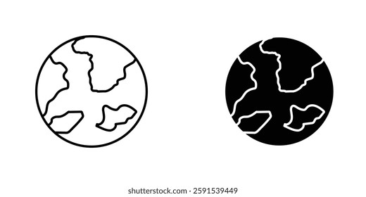 World vectors icons set in filled and strokes on white background