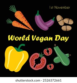 World Vegan Day 1st November Vector Illustrator