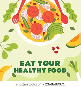 World vegan day background. World vegetarian day background. Happy world vegan day celebration. November 1. Vector illustration. Poster, Banner, Flyer, Greeting Card, Post, Template. Fresh vegetables.