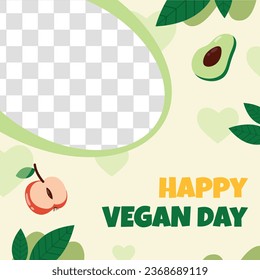 World vegan day background. World vegetarian day background. Happy world vegan day celebration. November 1. Vector illustration. Poster, Banner, Flyer, Greeting Card, Post, Template. Fresh vegetables.