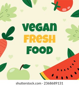 World vegan day background. World vegetarian day background. Happy world vegan day celebration. November 1. Vector illustration. Poster, Banner, Flyer, Greeting Card, Post, Template. Fresh vegetables.