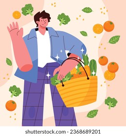 World vegan day background. World vegetarian day background. Happy world vegan day celebration. November 1. Vector illustration. Poster, Banner, Flyer, Greeting Card, Post, Template. Fresh vegetables.