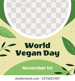 World vegan day background. World vegetarian day background. Happy world vegan day celebration. November 1. Cartoon Vector illustration Template for Poster, Banner, Flyer, Greeting, Card, Post, Cover.