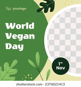 World vegan day background. World vegetarian day background. Happy world vegan day celebration. November 1. Cartoon Vector illustration Template for Poster, Banner, Flyer, Greeting, Card, Post, Cover.