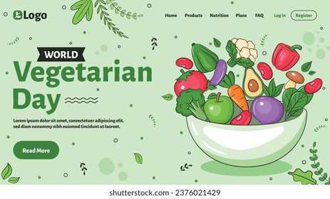 World vegan day background. World vegetarian day background. Happy world vegan day celebration. November 1. Cartoon Vector illustration Template for Poster, Banner, Flyer, Greeting, Card, Post, Cover.