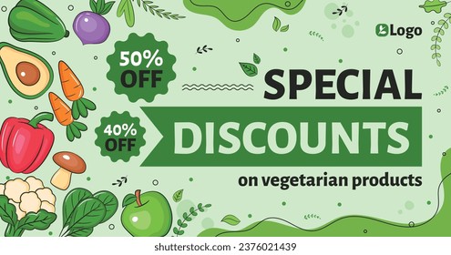 World vegan day background. World vegetarian day background. Happy world vegan day celebration. November 1. Cartoon Vector illustration Template for Poster, Banner, Flyer, Greeting, Card, Post, Cover.