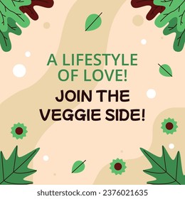 World vegan day background. World vegetarian day background. Happy world vegan day celebration. November 1. Cartoon Vector illustration Template for Poster, Banner, Flyer, Greeting, Card, Post, Cover.